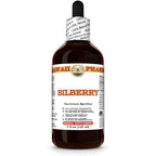 Hawaii Pharm Bilberry Dry Leaf Pure Liquid Extract front view of the four fluid ounce bottle showcasing original packaging.