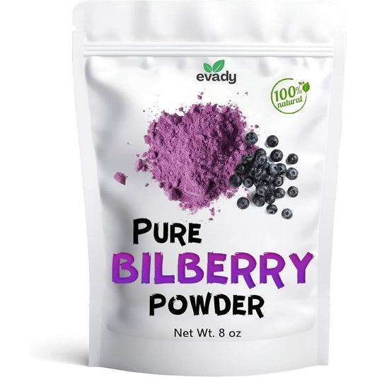 Evady Bilberry Powder front packaging view showing nutritional benefits
