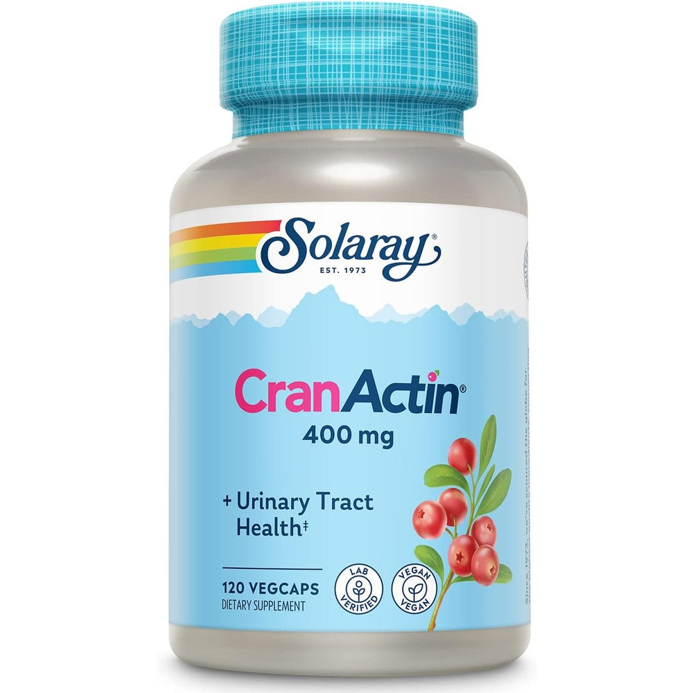 Solaray CranActin Cranberry Extract 120 VegCaps bottle front view for urinary tract health