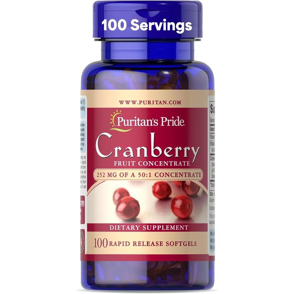 Puritan's Pride Cranberry Fruit Concentrate front view bottle for urinary tract health