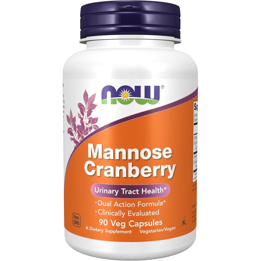Now Foods Mannose Cranberry 90 Vegetarian Capsules Front View