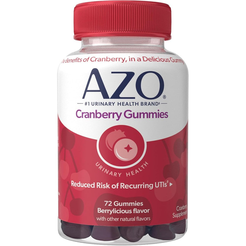 AZO Cranberry Urinary Tract Health Gummies 72 Count front view