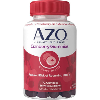 AZO Cranberry Urinary Tract Health Gummies 72 Count front view