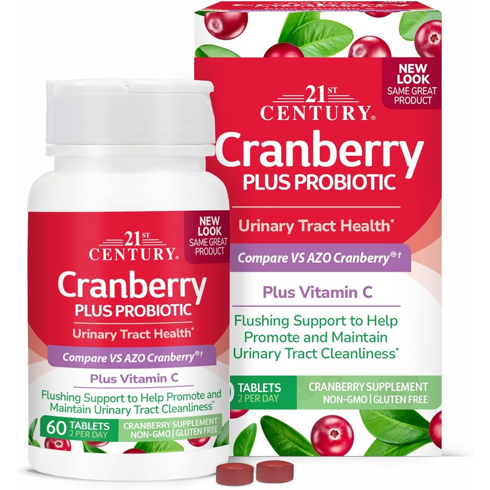 21st Century Cranberry Plus Probiotic 60 Tablets front view