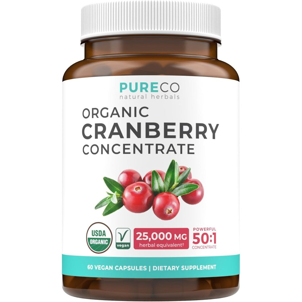 Pure Co Organic Cranberry 500mg 60 Capsules Front View