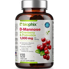 Biophix D-Mannose 1000mg Cranberry Probiotics 120 Capsules front view