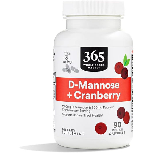 365 By Whole Foods Market D-Mannose With Cranberry 90 Capsules front view