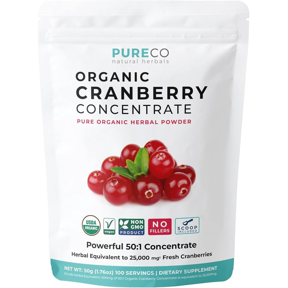 Pure Co Organic Cranberry Concentrate Powder front pouch