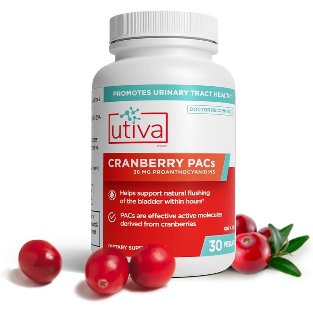Szio Plus Utiva Cranberry PACs 30 Capsules front view for urinary health