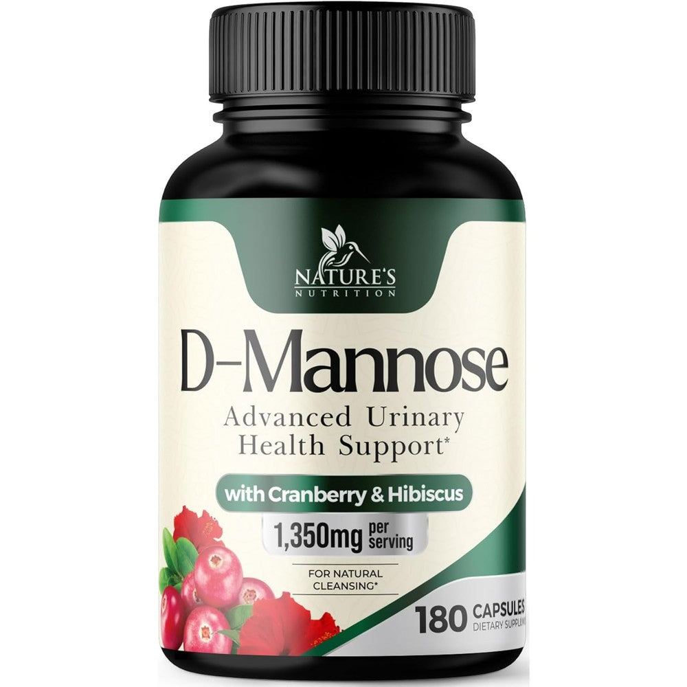 Nature's Nutrition D-Mannose 1000mg Cranberry And Hibiscus Front View