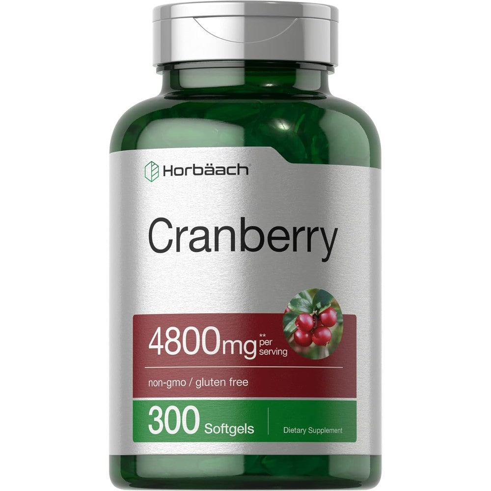 Horbaach Triple Strength Cranberry Concentrate 300 Softgels Front View