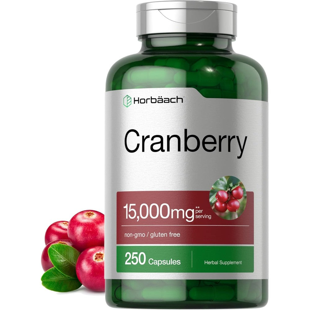 Horbaach Cranberry Extract Plus Vitamin C 250 Capsules front view