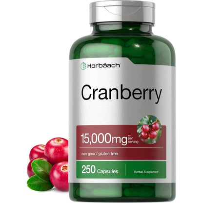 Horbaach Cranberry Extract Plus Vitamin C 250 Capsules front view