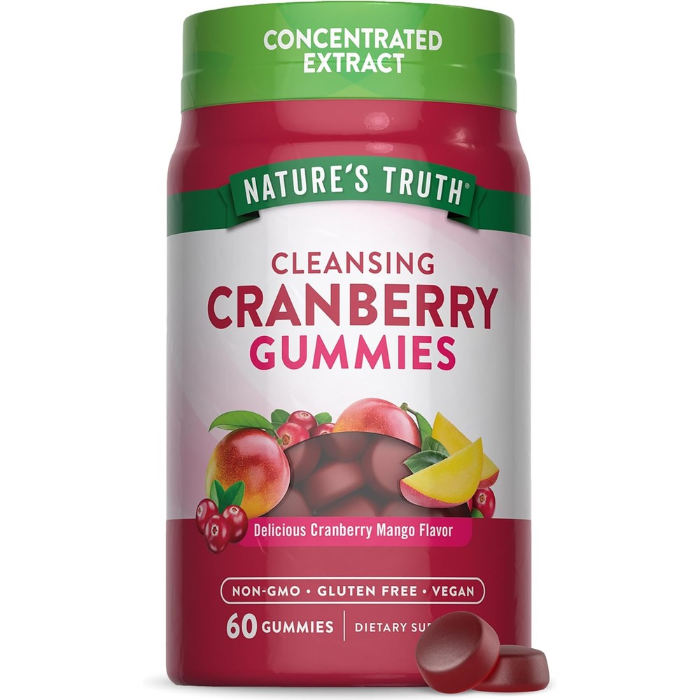 Nature's Truth Cranberry Mango Vegan Cleansing Supplement 60 Gummies front view