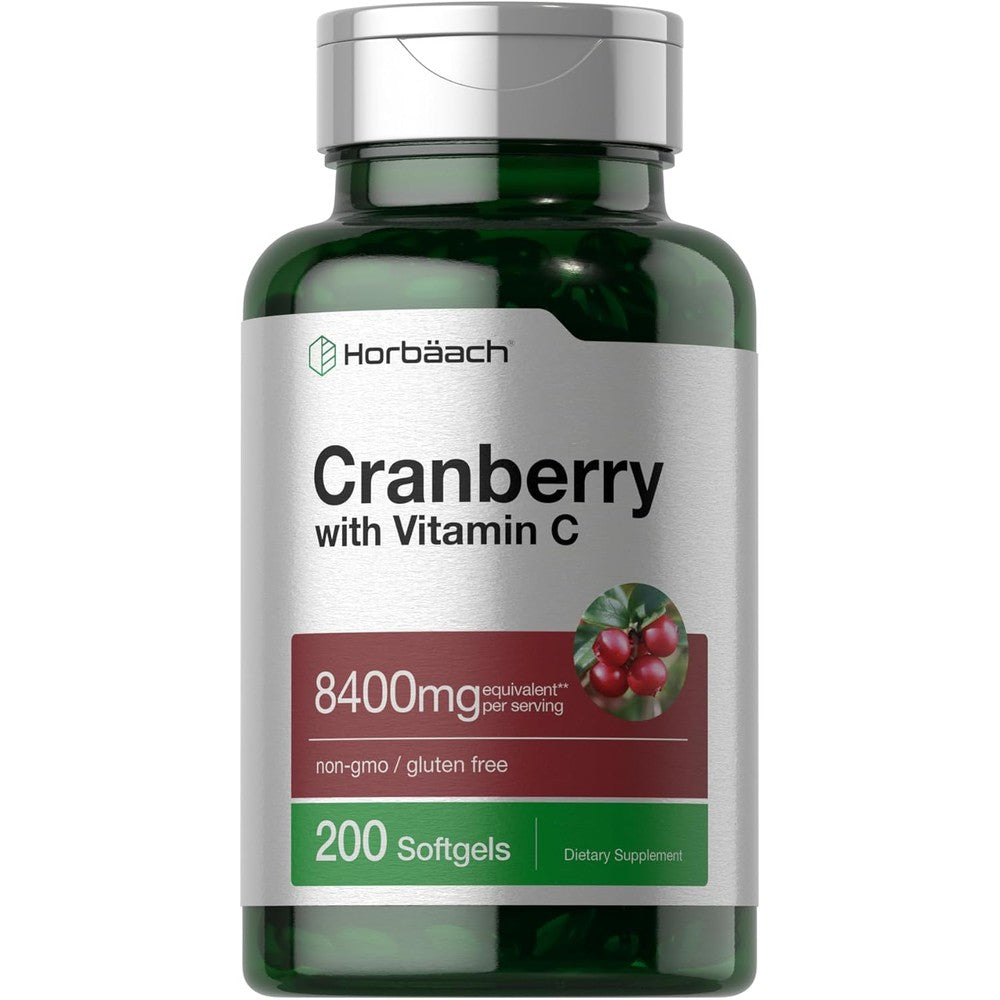 Horbäach Cranberry Fruit Extract Vitamin C 200 Softgels Front View