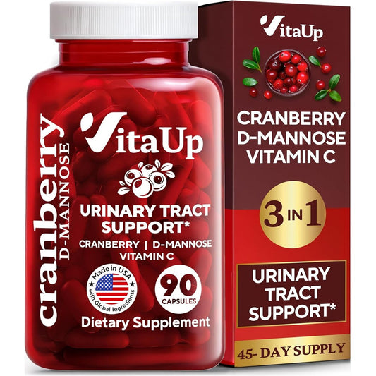 VitaUp D-Mannose 1000mg Cranberry Vitamin C 90 Capsules front view