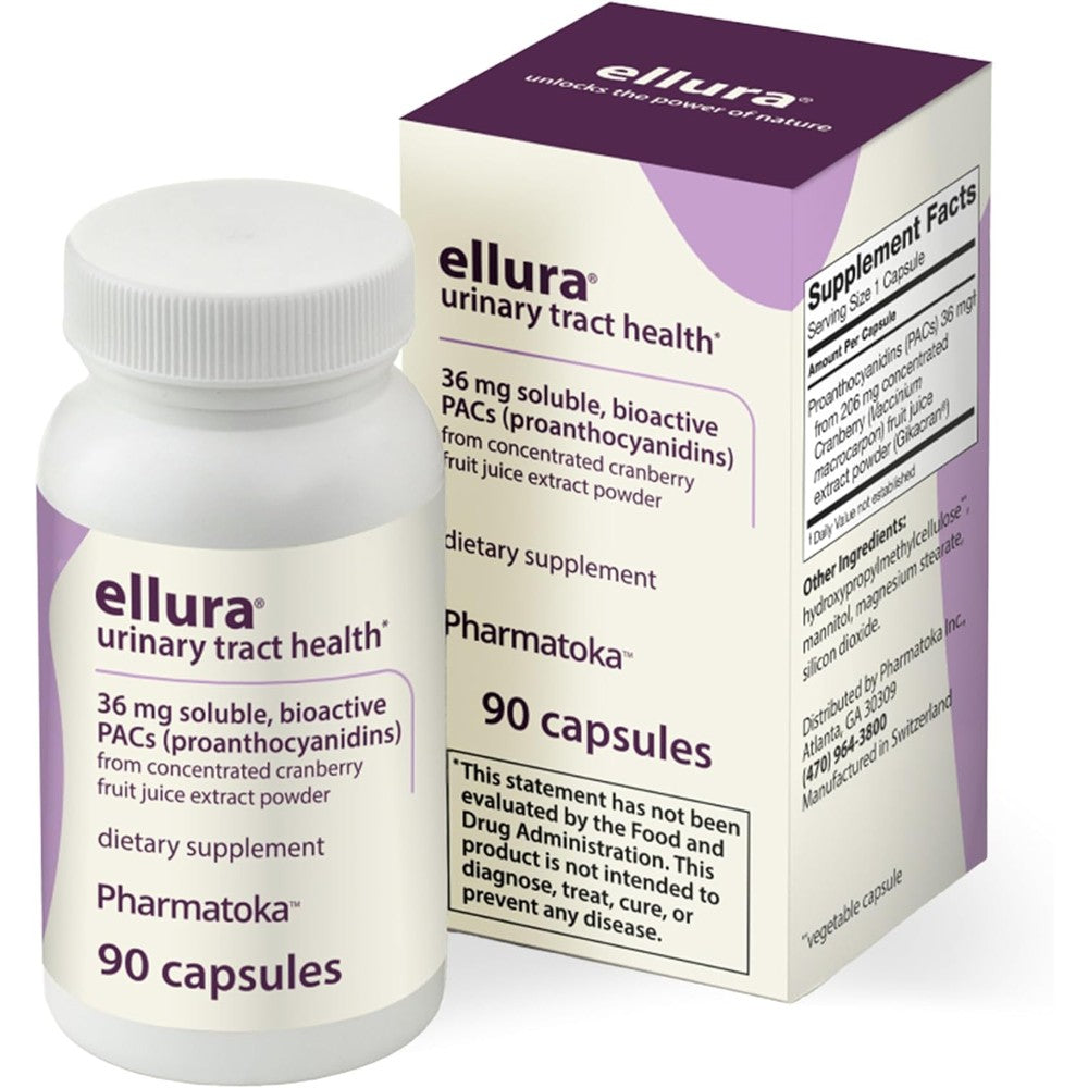Ellura 36 mg Bioactive PAC Concentrated Cranberry Support 90 Capsules front view