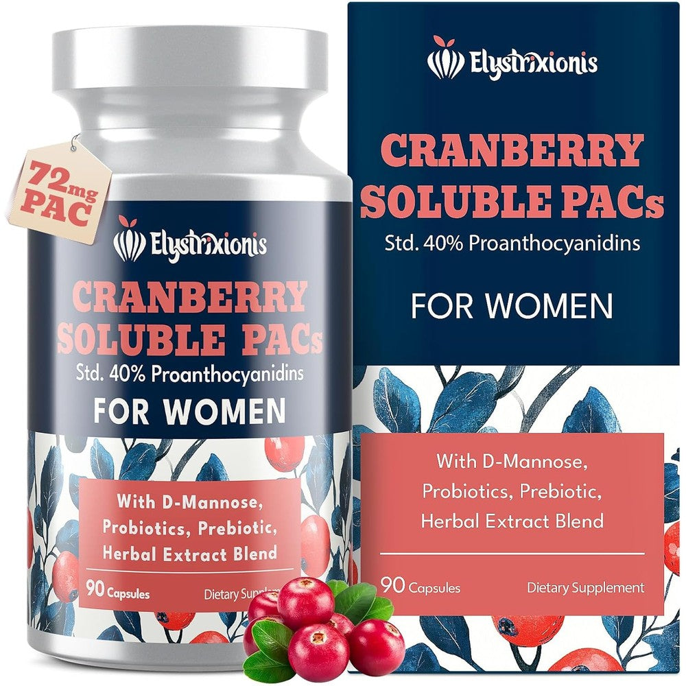 Elystrixionis Cranberry and D-Mannose 90 Capsules front label