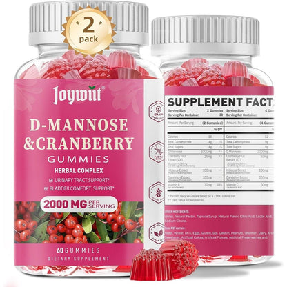 Joywiit D-Mannose 2000mg Gummies Front Bottle View Imported