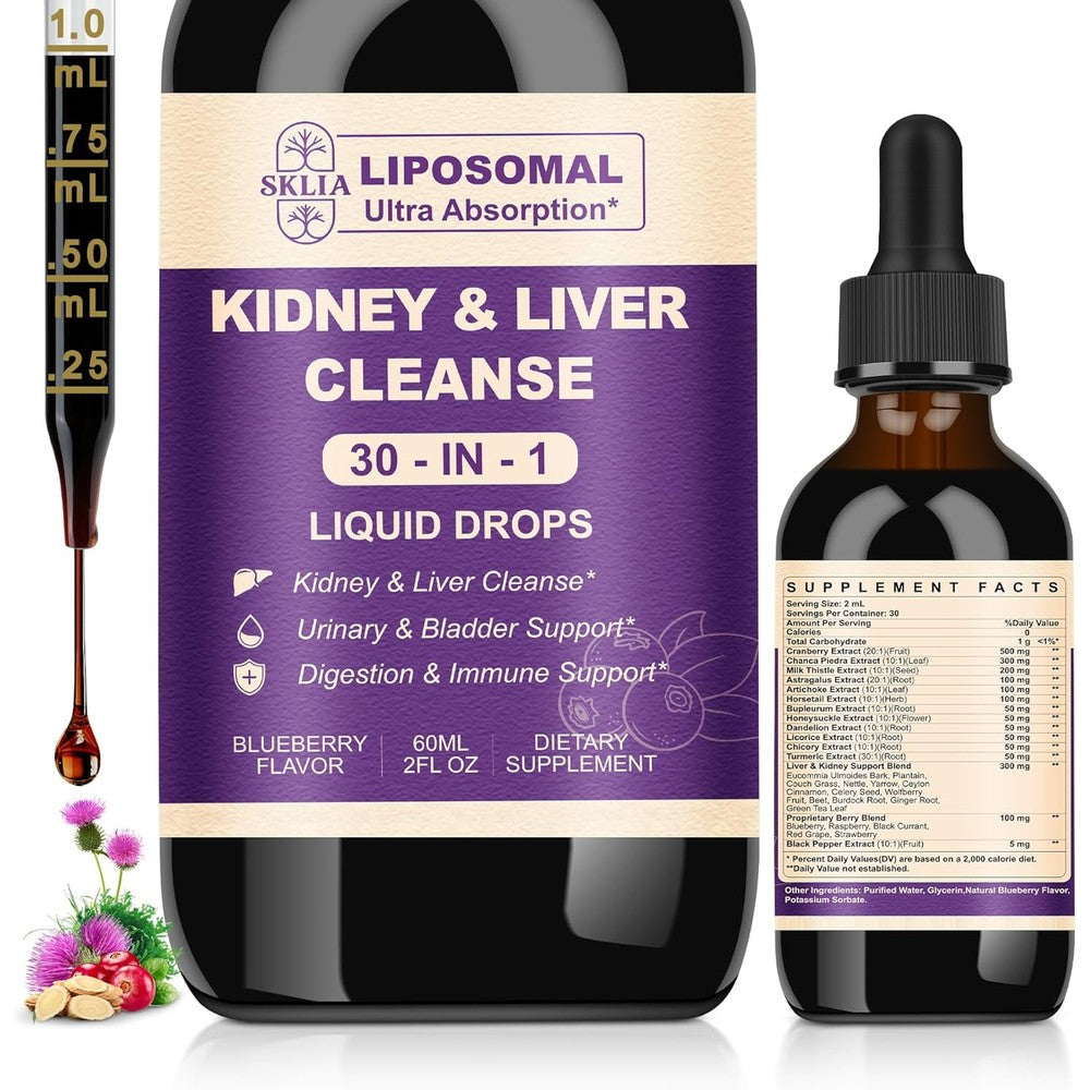 Sklia 30-in-1 Kidney and Liver Cleanse Liquid Drops front view