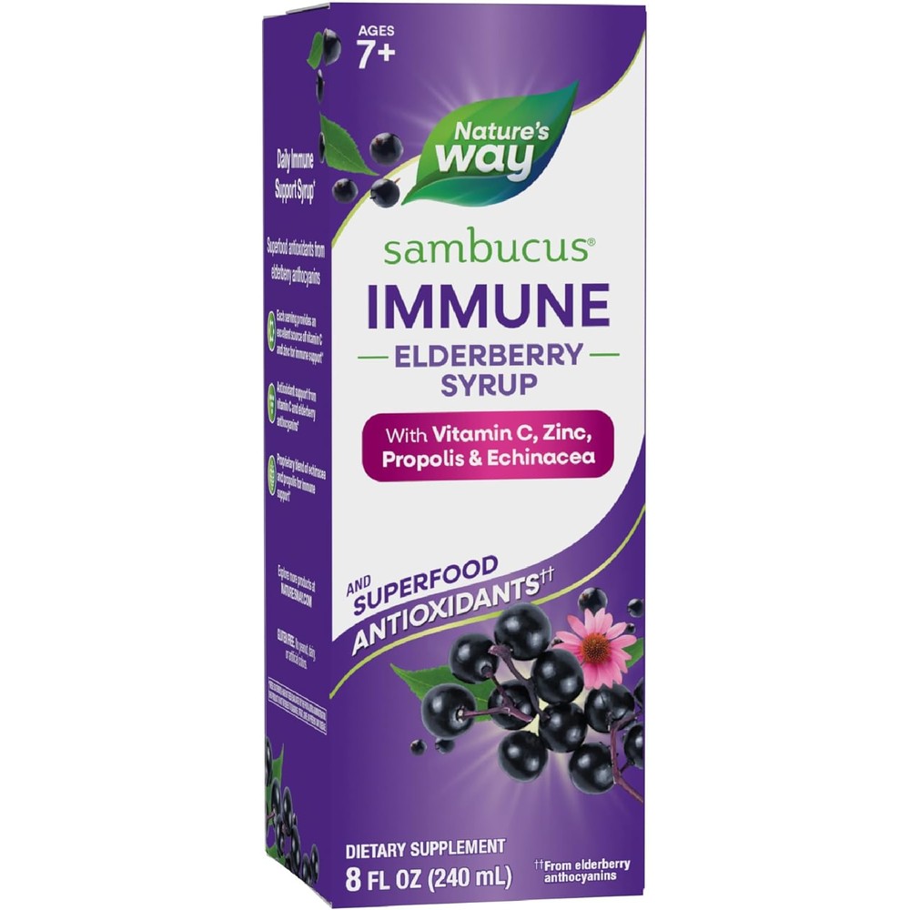 Nature's Way Sambucus Immune Elderberry Syrup front bottle view