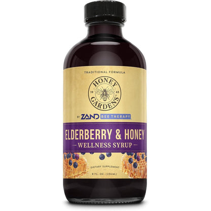 Zand Elderberry and Honey Immune Syrup 8 fluid ounce front view