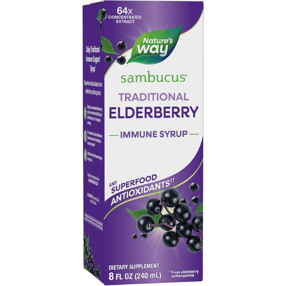 Nature's Way Sambucus Traditional Elderberry Immune Syrup bottle front view