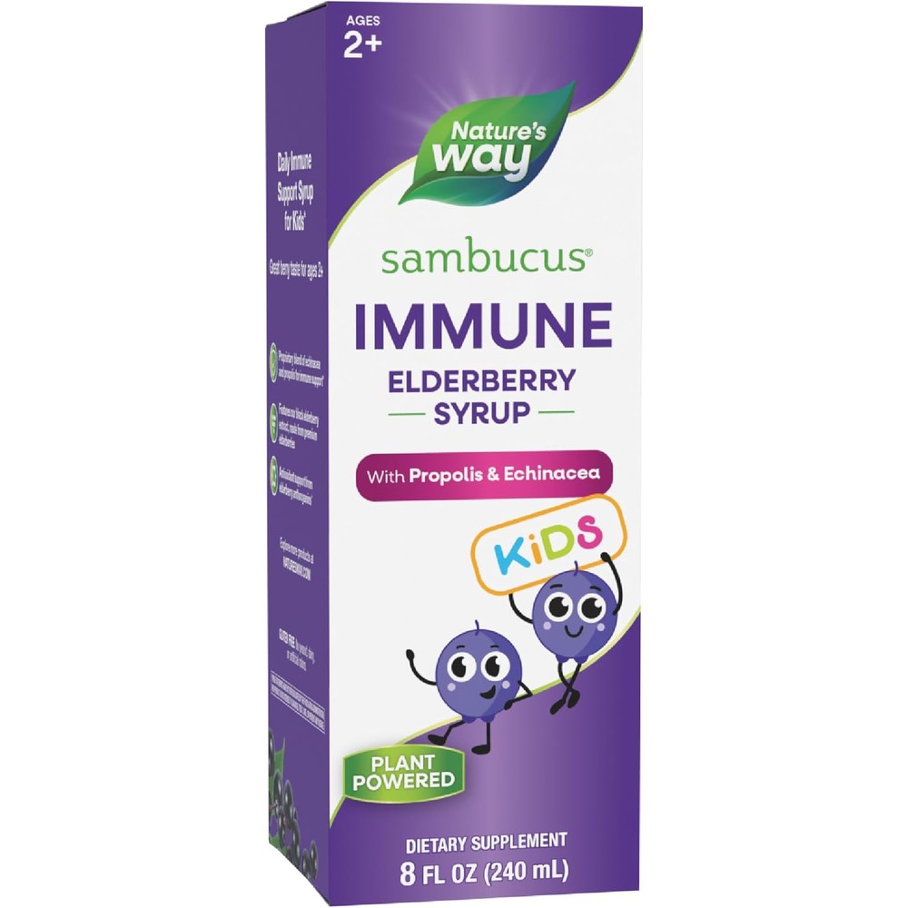 Nature's Way Sambucus Kids Elderberry Syrup front view bottle