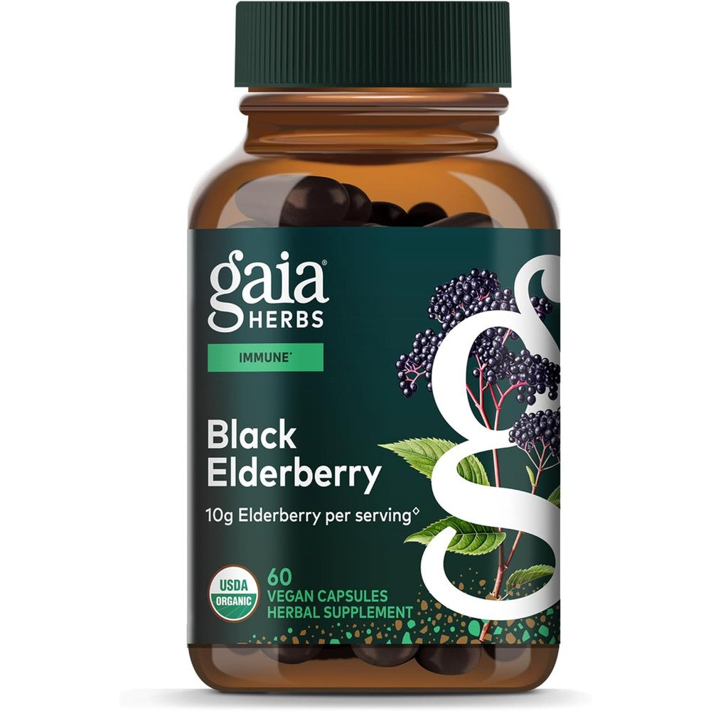 Gaia Herbs Black Elderberry immune support bottle front view