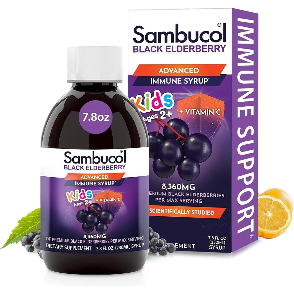 Sambucol Black Elderberry Syrup for Kids front bottle view