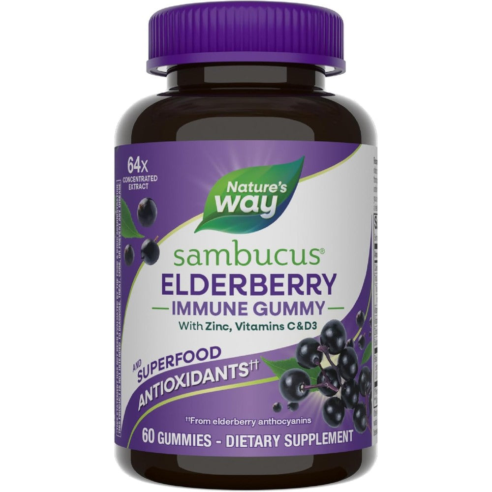 Nature's Way Sambucus Elderberry Immune Gummies front view bottle