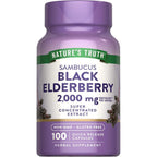 Nature's Truth Black Elderberry Super Concentrated Extract 100 Capsules front bottle view for immune support