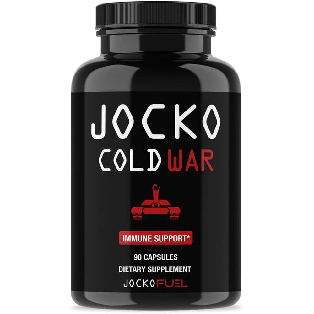 Jocko Fuel Cold War Immune Support bottle front view showing authentic USA packaging.