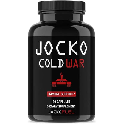 Jocko Fuel Cold War Immune Support bottle front view showing authentic USA packaging.