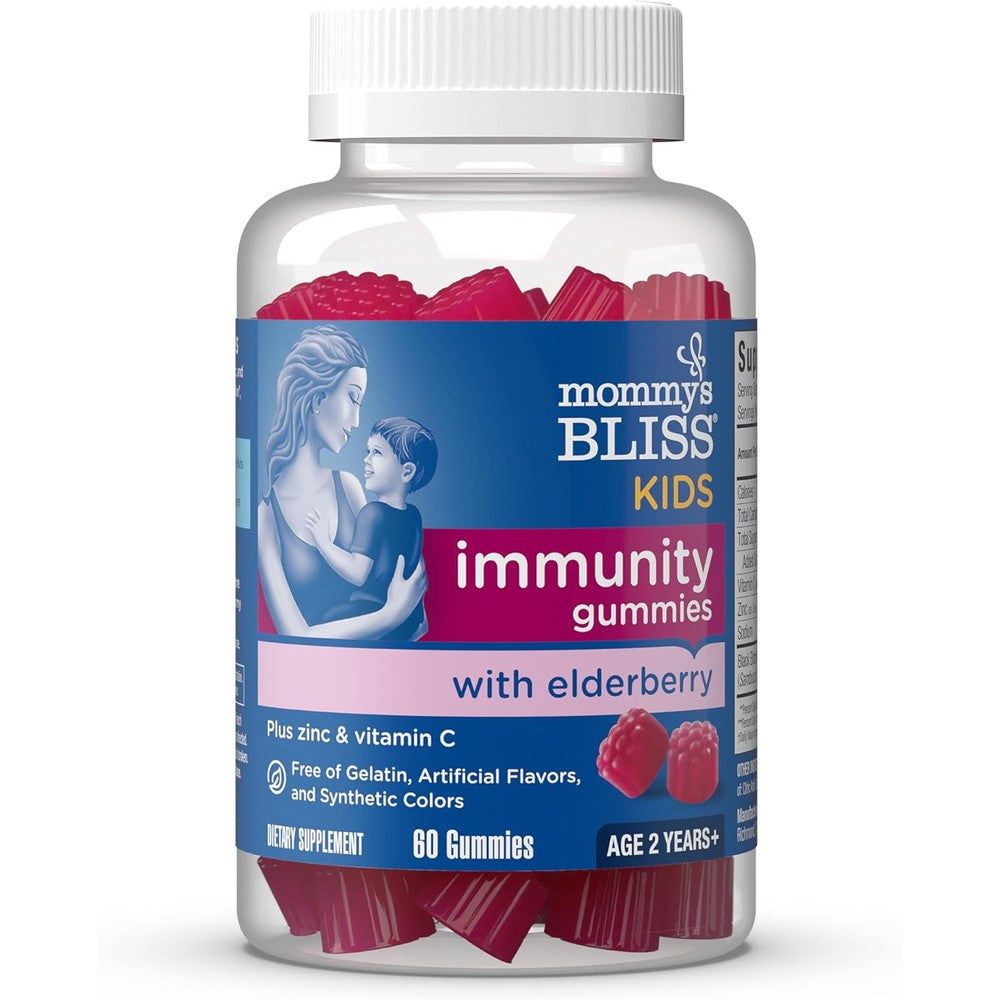 Mommy's Bliss Kids Elderberry Gummies front bottle packaging for children's immune support.
