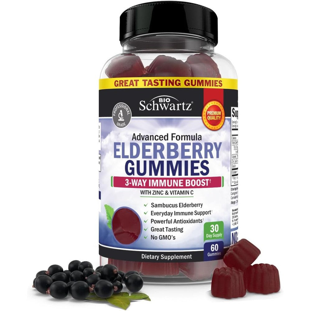 BioSchwartz Elderberry Gummies front view bottle for immune support