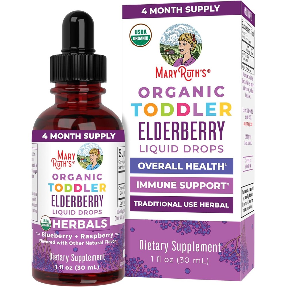 MaryRuth Organics Toddler Elderberry Liquid Drops front packaging bottle for kids immune support