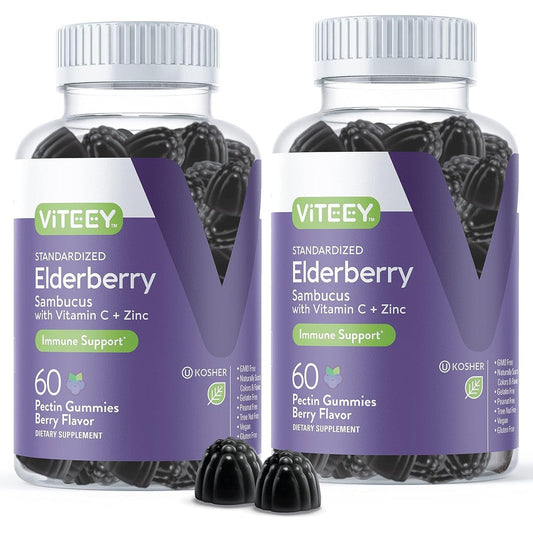 Viteey Sambucus Elderberry Gummies front bottle view for adult immune support supplement