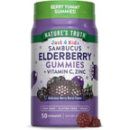Nature's Truth Kids Black Elderberry Gummies 50 count front view bottle for daily child immunity