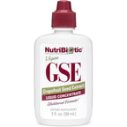 NutriBiotic GSE Grapefruit Seed Extract Liquid Concentrate front view showing bottle label and premium immune supplement packaging