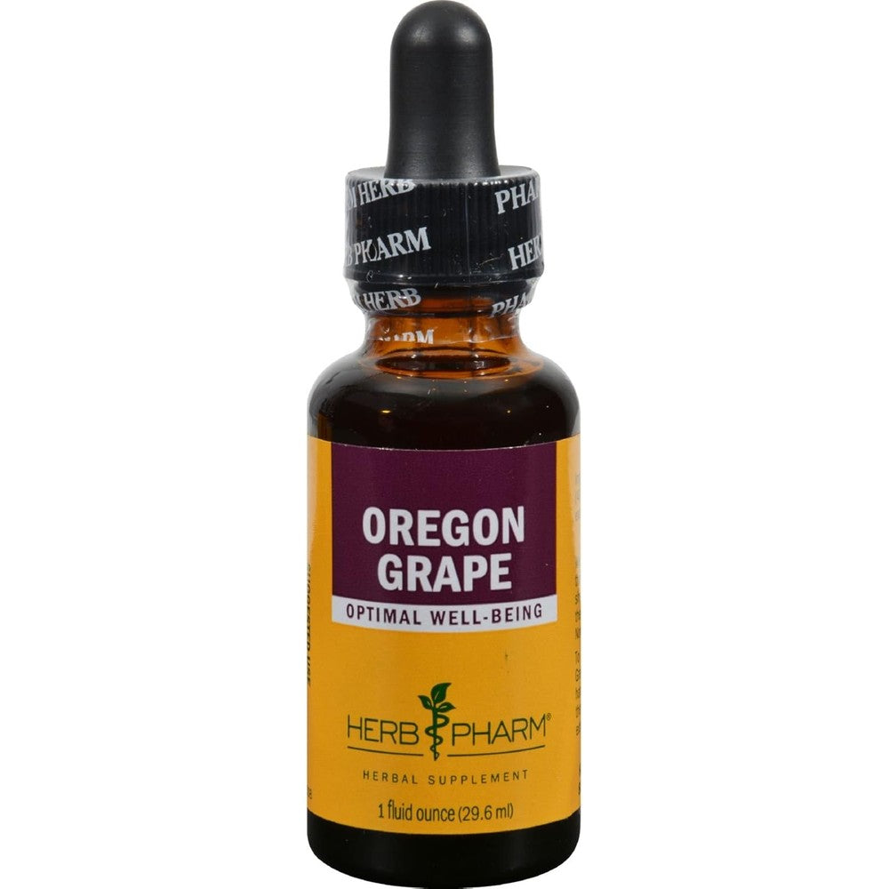Herb Pharm Oregon Grape Root Liquid Extract 1 Ounce front view bottle for natural wellness support.