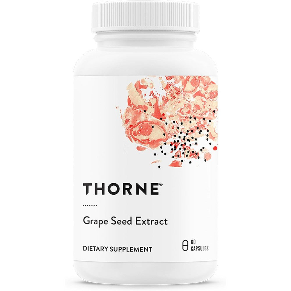 Thorne Grape Seed Extract 60 capsules front view bottle showing high absorption antioxidant supplement