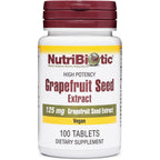 NutriBiotic GSE Grapefruit Seed Extract 100 tablets front view bottle for immune support.