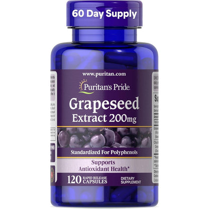 Puritan's Pride Grapeseed Extract 200mg front bottle view