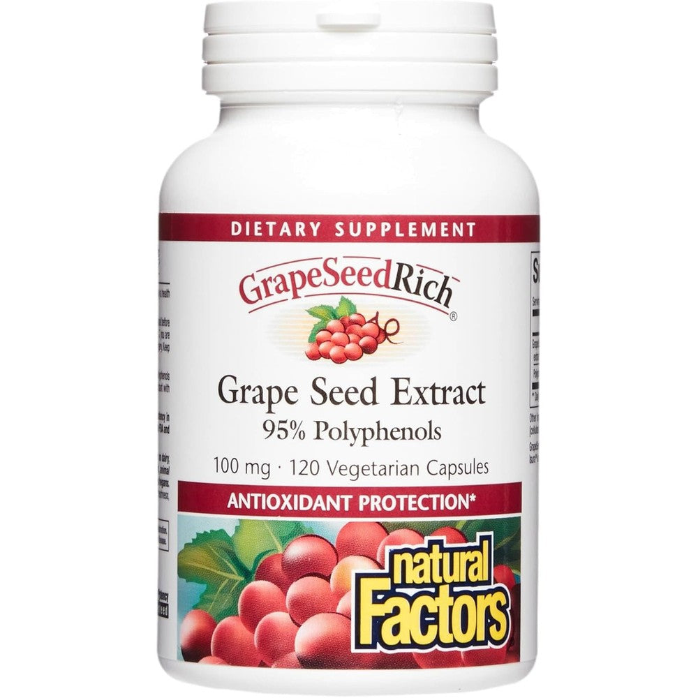 Natural Factors GrapeSeedRich Grape Seed Extract front bottle view