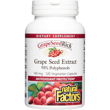 Natural Factors GrapeSeedRich Grape Seed Extract front bottle view