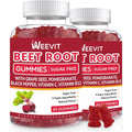 Weevit Organic Beet Root Gummies front view showing 120 count bottle