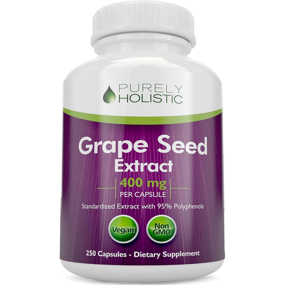 Purely Holistic Grape Seed Extract 250 capsules front view