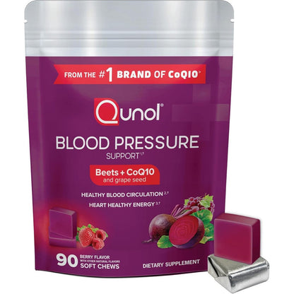 Qunol Beets Chews for blood pressure support front bottle view
