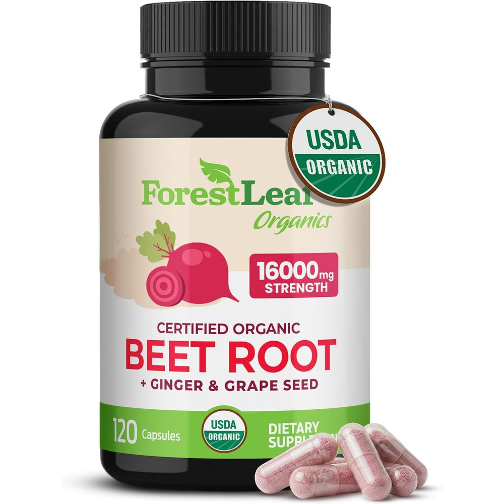 ForestLeaf organic beet root capsules bottle front view